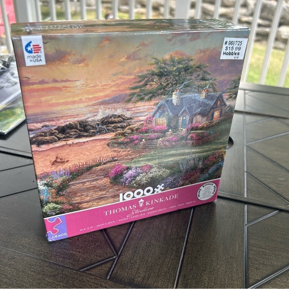 Thomas Kinkade 1000 piece jigsaw puzzle boxed Seaside cottage artsy meditation - Picture 2 of 11